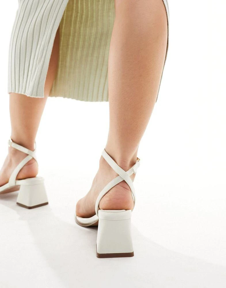 ASOS ASOS DESIGN Wide Fit Honeydew mid block heeled sandals in ivory 4