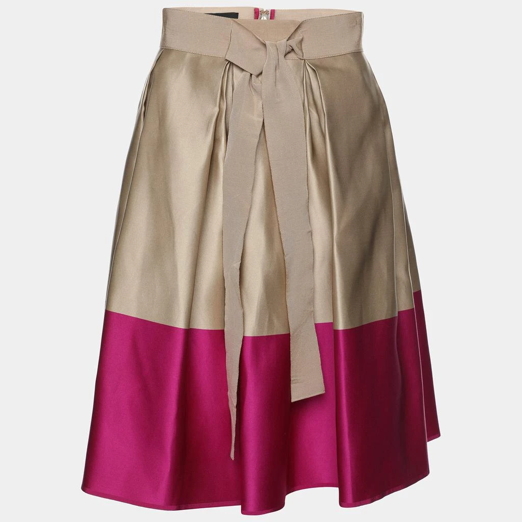 CH Carolina Herrera CH Carolina Herrera Beige/Purple Silk Midi Skirt S 1