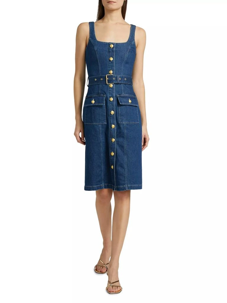 L'Agence Idy Denim Button-Front Midi-Dress 2