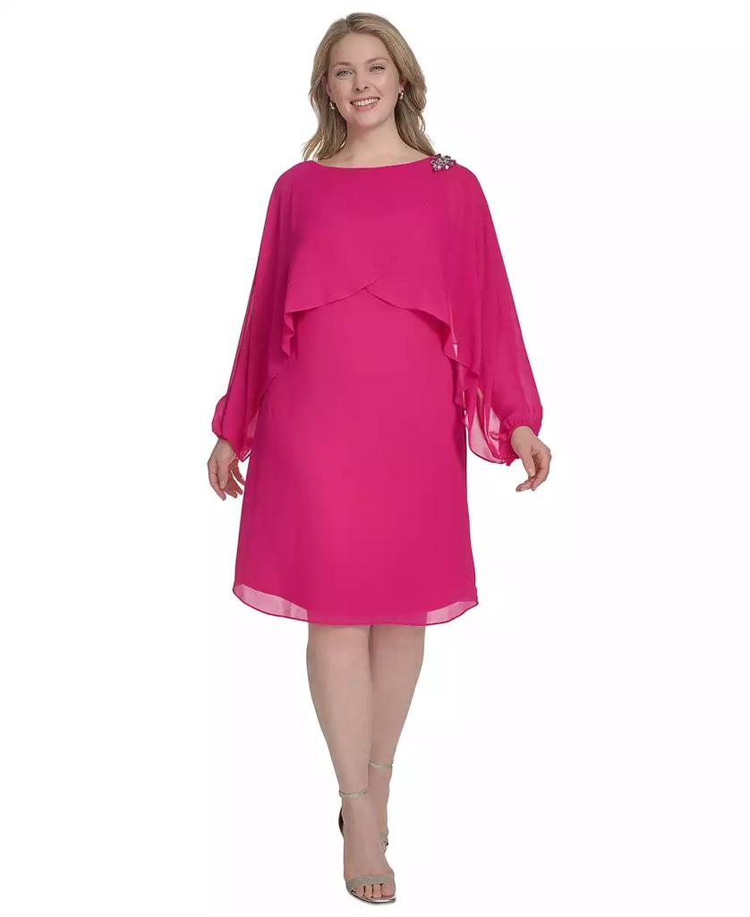 Jessica Howard Plus Size Embellished Capelet Dress
