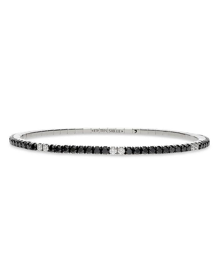EXTENSIBLE 18K White Gold Black 
White Diamond Stretch Tennis Bracelet