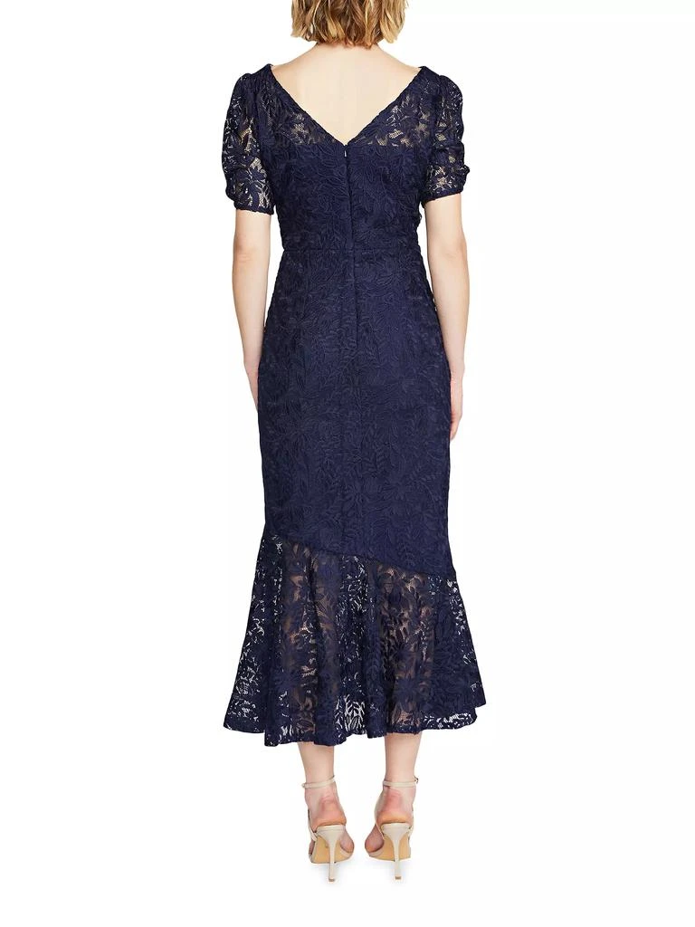 Kay Unger Portia Floral Lace Midi-Dress 7