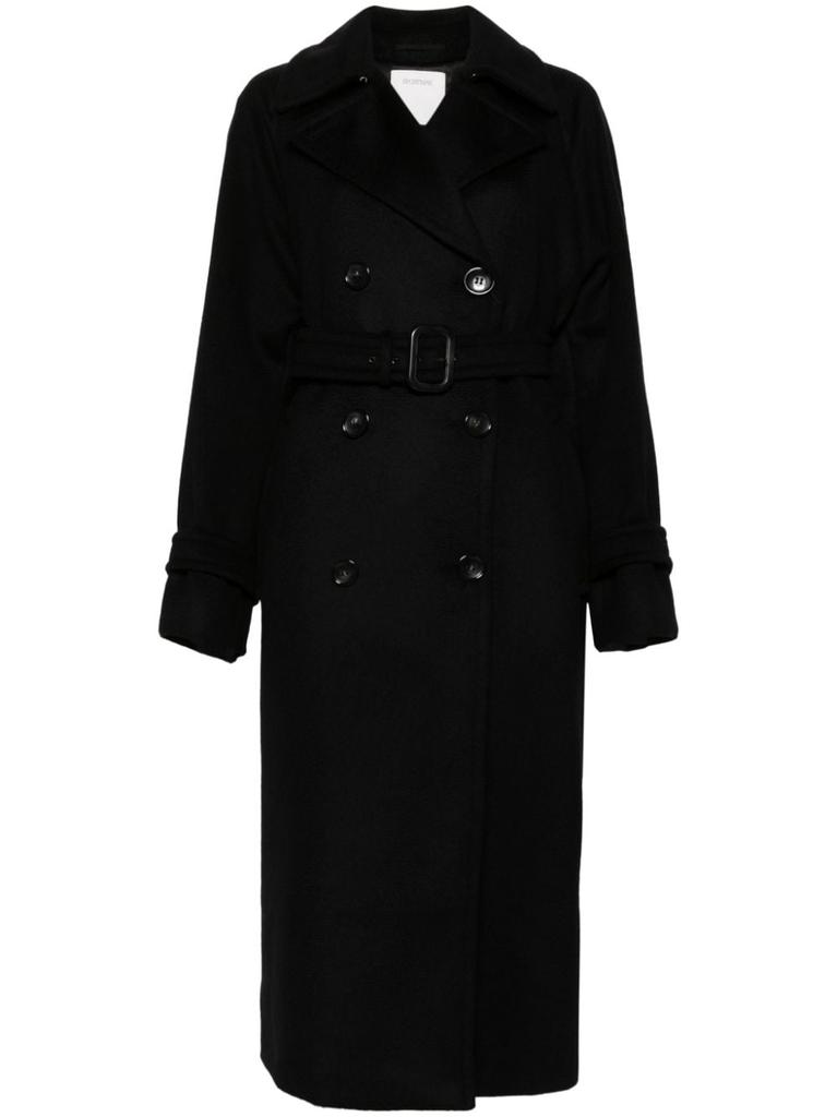 SPORTMAX ブラック ウールコート着丈122㌢　サイズ38　美品 SPORTMAX ブラック ウールコート着丈122㌢サイズ38美品