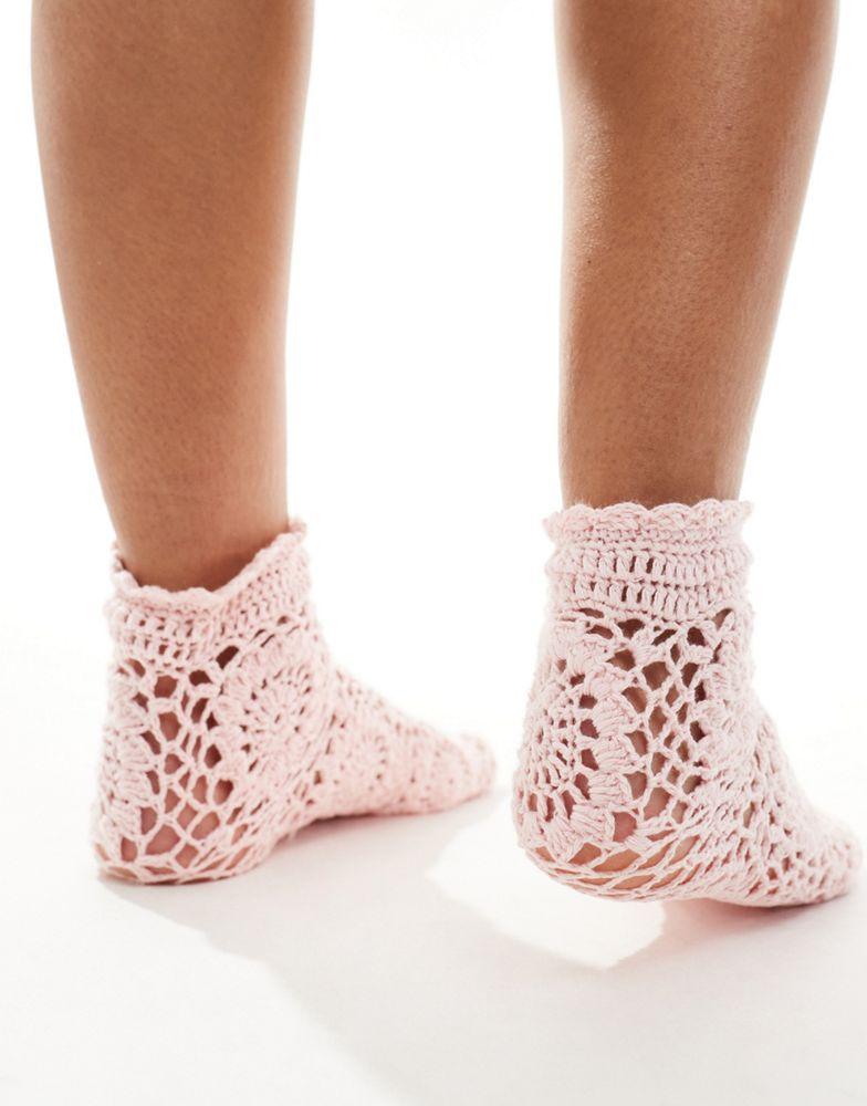 Reclaimed Vintage Reclaimed Vintage crochet socks in pink