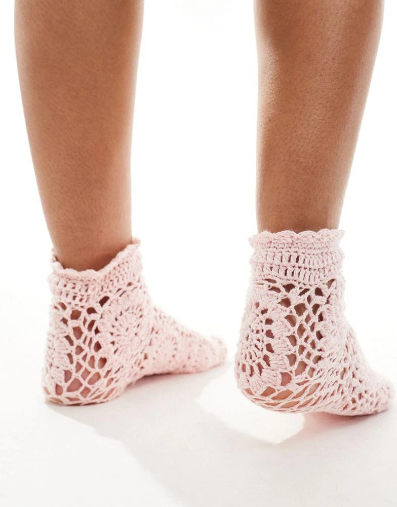 Reclaimed Vintage Reclaimed Vintage crochet socks in pink 2