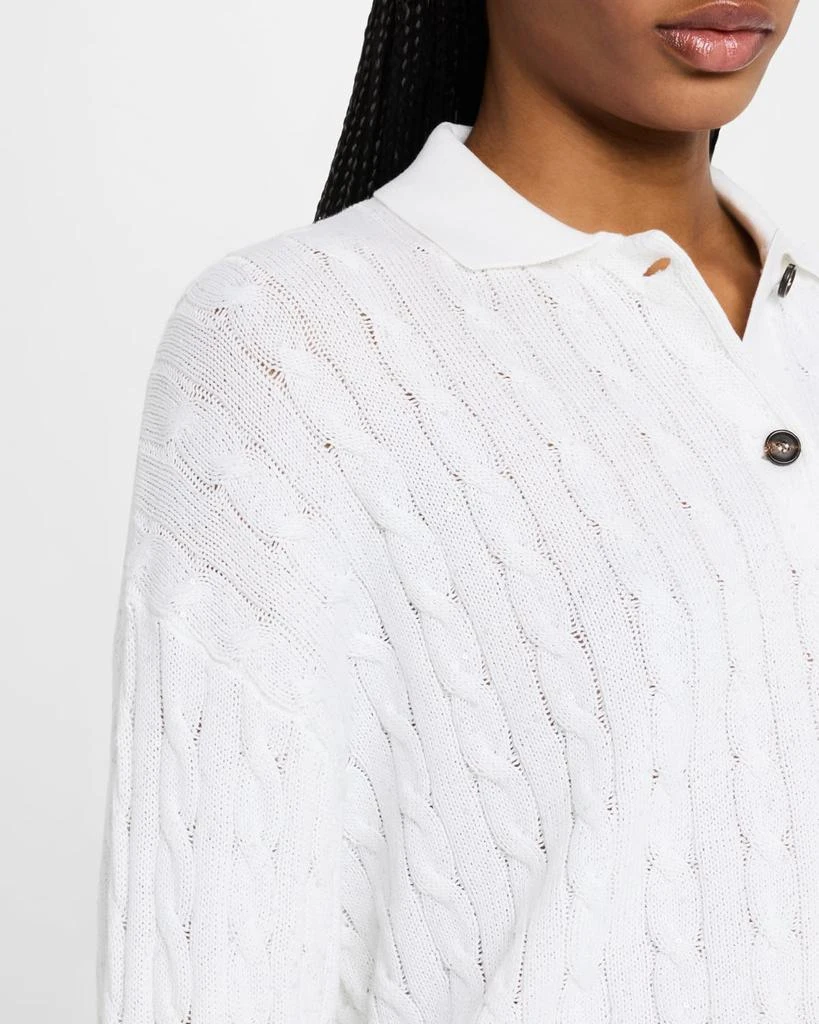 Brunello Cucinelli Micro Sequined Double Cable-Knit Polo Sweater 5