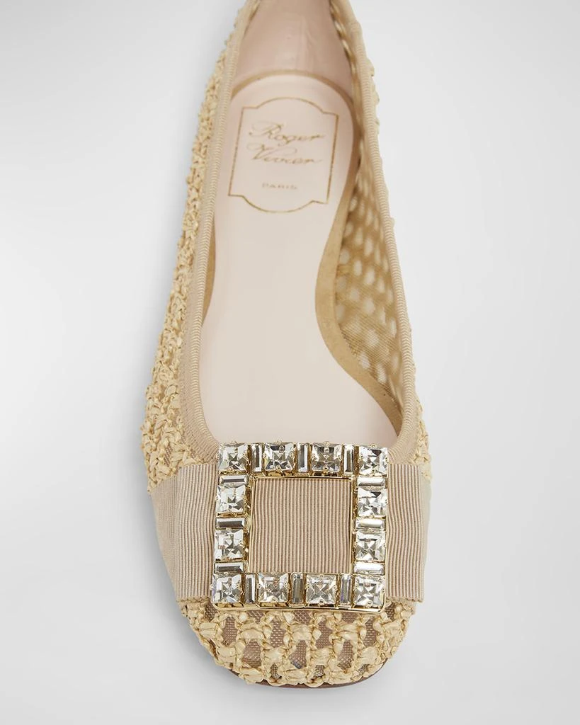 Roger Vivier Tres Vivier Raffia Strass Ballerina Flats 6