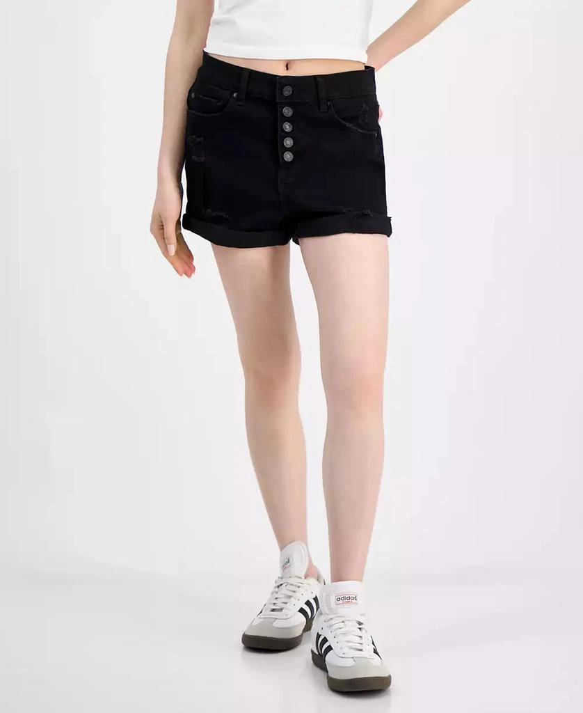 Indigo Rein Juniors' Exposed-Button High Rise Destructed Shorts 3