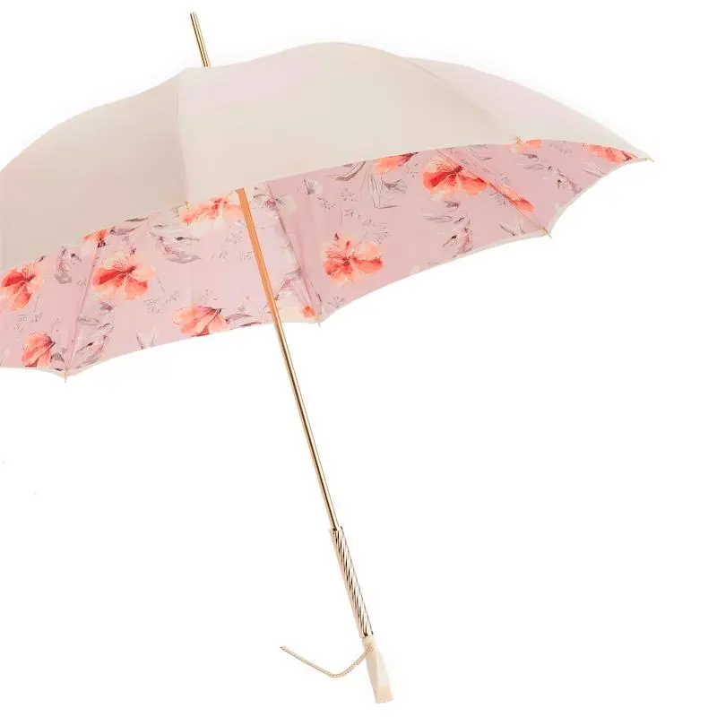 PASOTTI Pasotti - Ivory and Pink Flowered Umbrella with Swarovski® Crystals 6