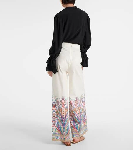 ETRO Printed cotton-blend wide-leg pants 3