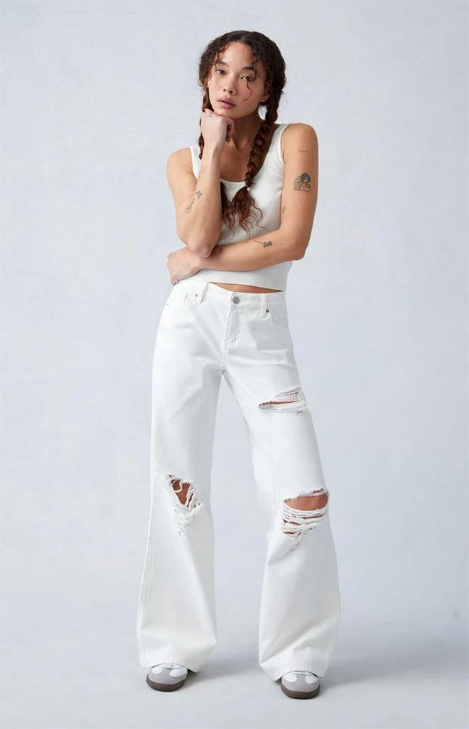 Shop Eco White Ripped Low Rise Baggy Jeans on Sale at BeyondStyle