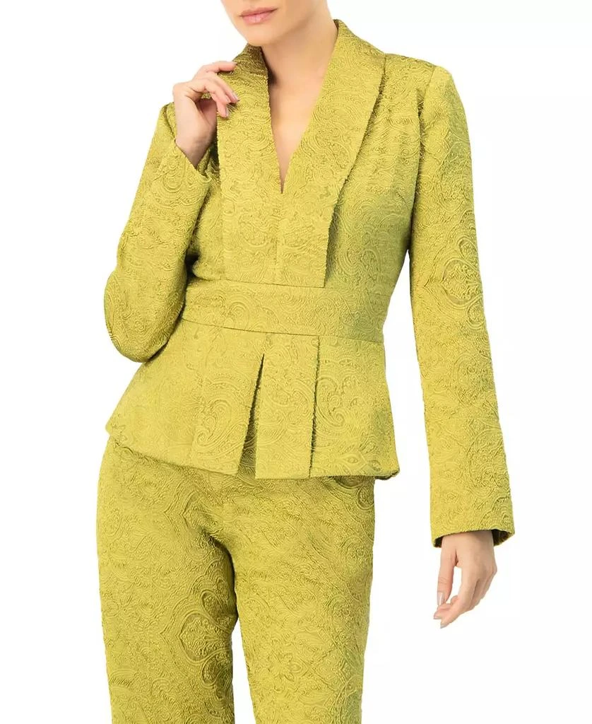 Ivonne Women
s Collarless Paisley Blazer with Back Zipper