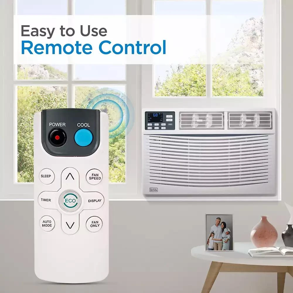 Black & Decker BLACK+DECKER Window Air Conditioner 10,000 BTU, AC Window Unit Cools Up to 450 Square Feet, Window AC Unit with Remote Control, 3 Cooling Speeds and Fan Only Function, BWAC10WTB, White 3