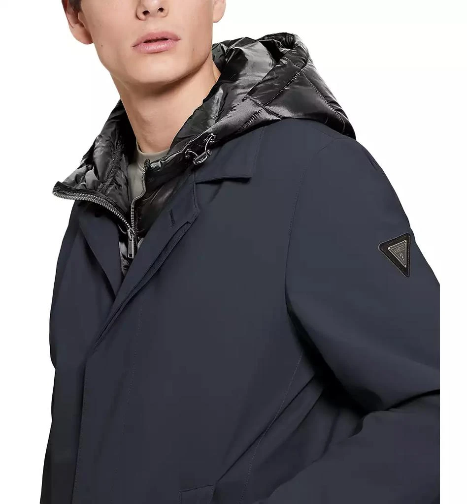 GUESS Men's Colin Raincoat with Removable Nylon Hooded Inset 3