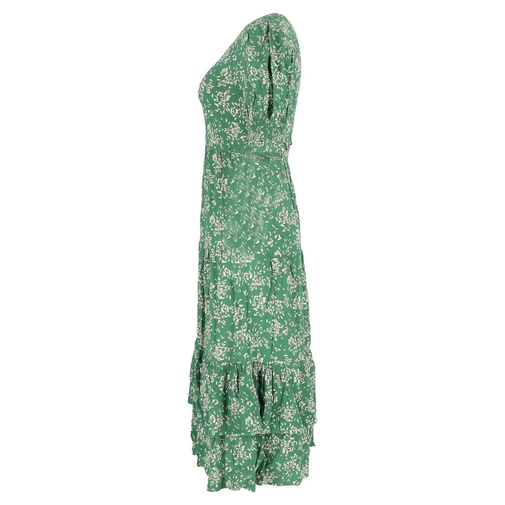 ba&sh Ba&Sh Vika Ruffled Midi Dress in Green Viscose 2