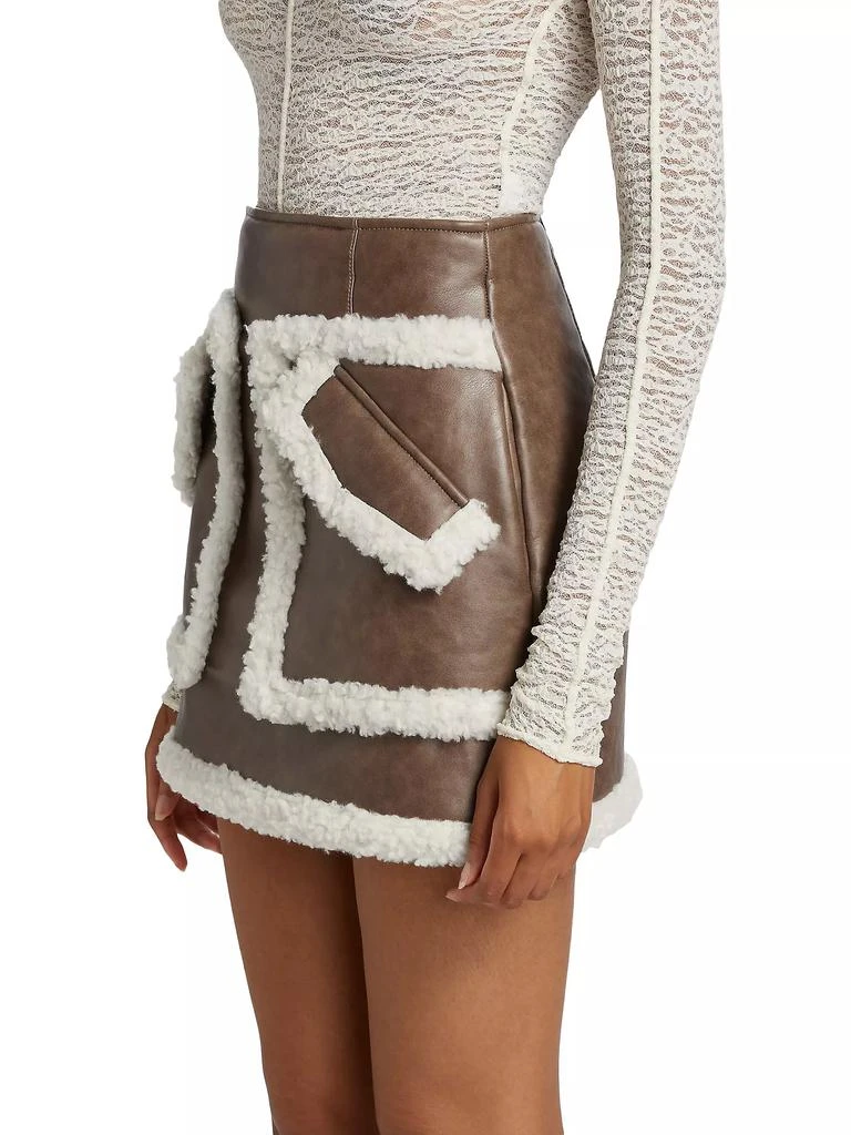 Aknvas Cherry Sherpa-Trim Miniskirt 4