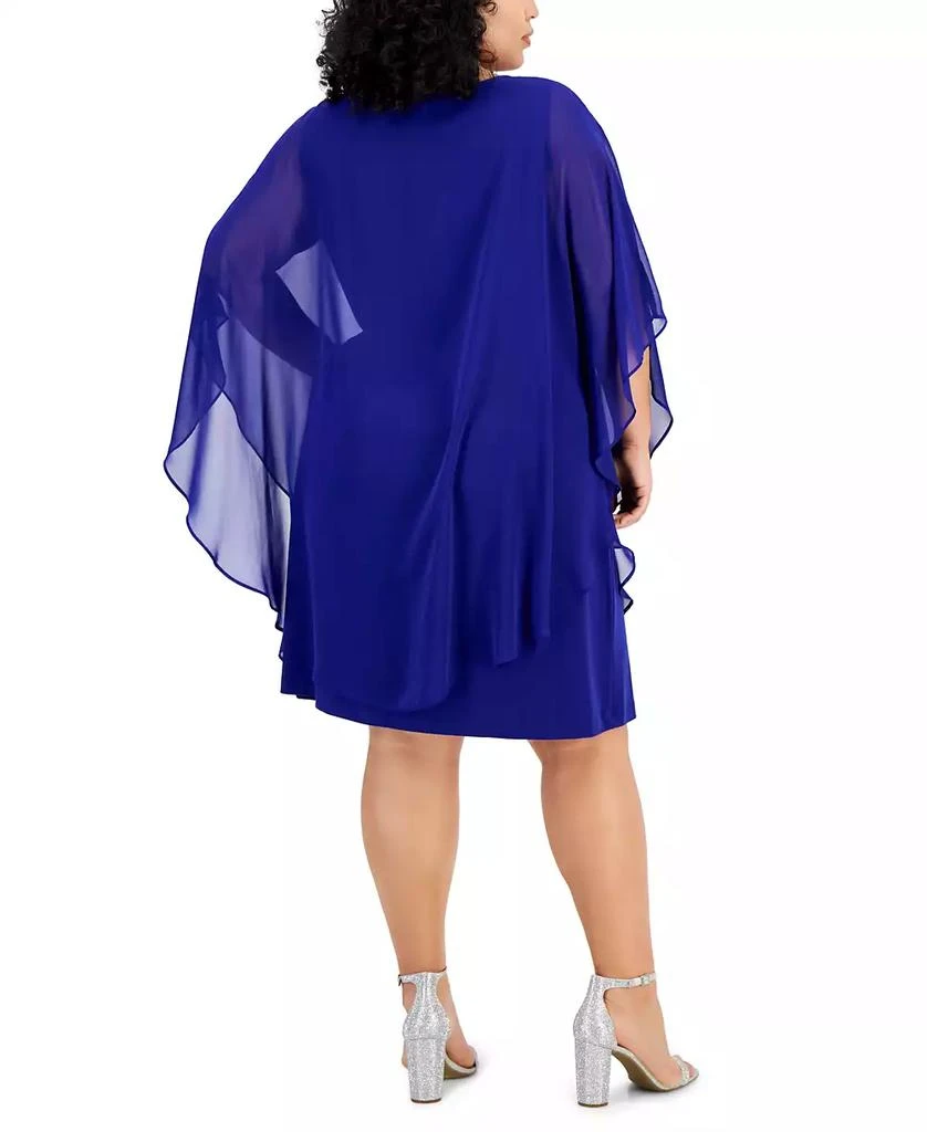 Connected Plus Size Cape-Overlay Sheath Dress 4