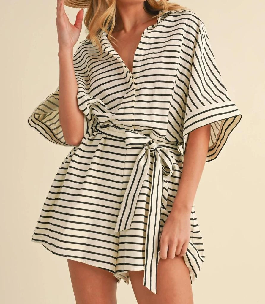 Klesis Sunkissed Short Sleeve Romper In Black / Ivory 3