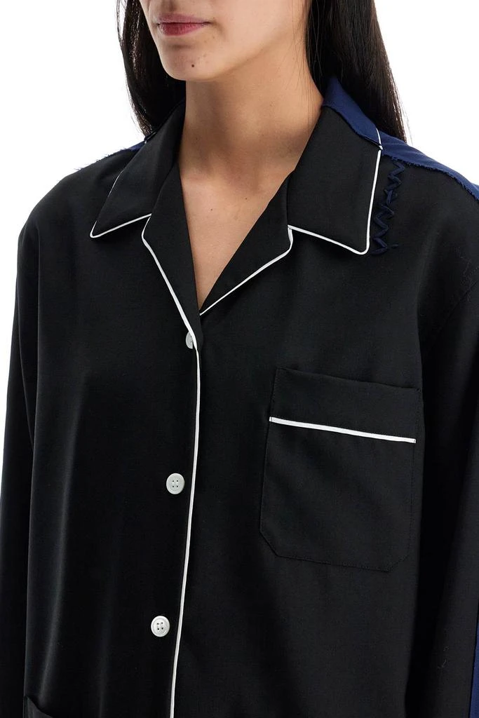 Marni black wool shirt with white stitching 4