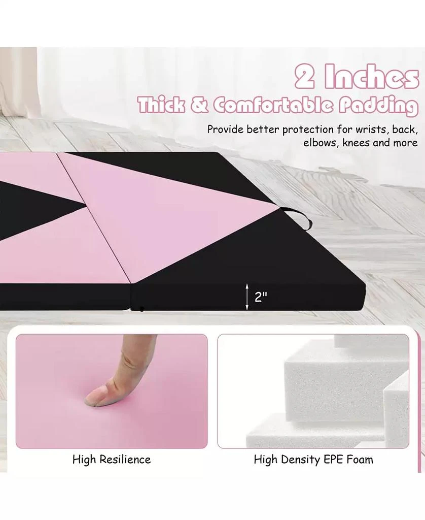 SUGIFT 8 Feet PU Leather Folding Gymnastics Mat with Hook and Loop Fasteners 3