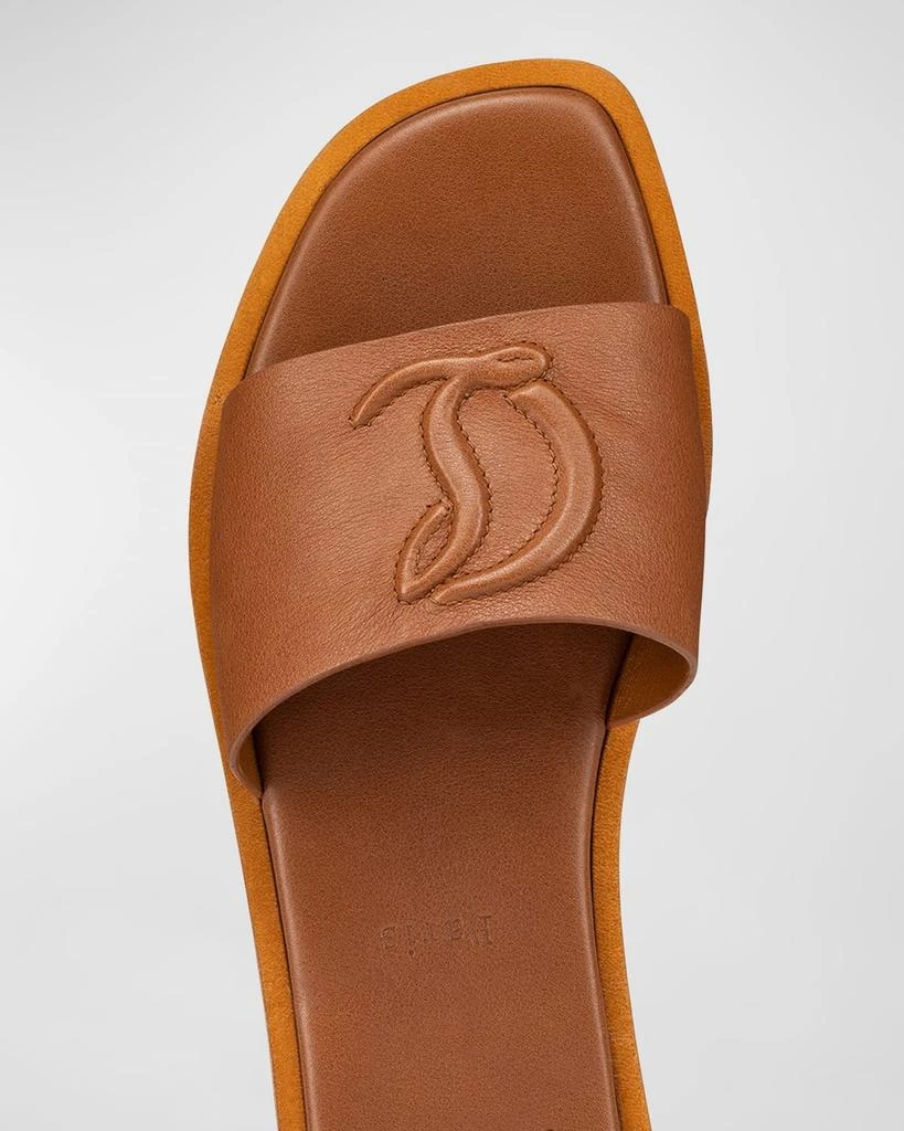 Christian Louboutin Leather Logo Red Sole Slide Sandals 6