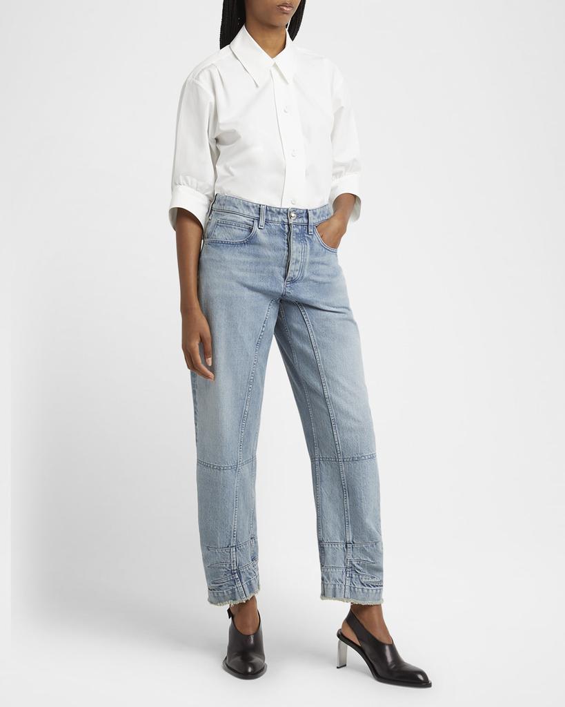 Jil Sander Acid-Wash Denim Barrel-Leg Ankle Trousers