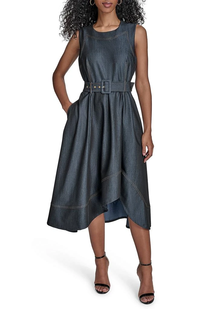 blue maxi linen dress Carolyn Linen Bubble Maxi Dress / Misty Blue | MESHKI main image 1