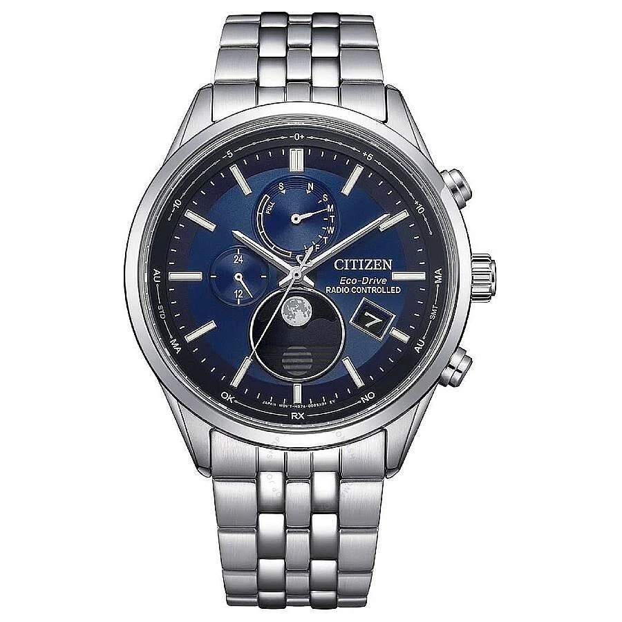 Citizen Eco-Drive Radio-Controlled Moon Phase Blue Dial Men's Watch BY1030-50L 1