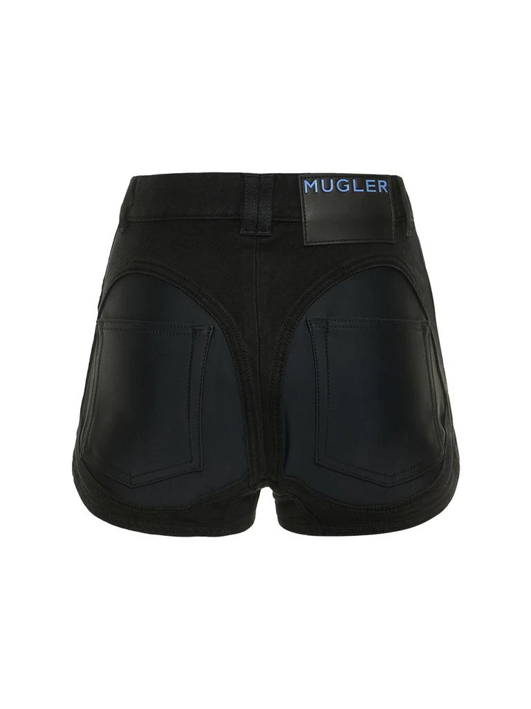 MUGLER Contrast Hi-waist Denim & Jersey Shorts 5