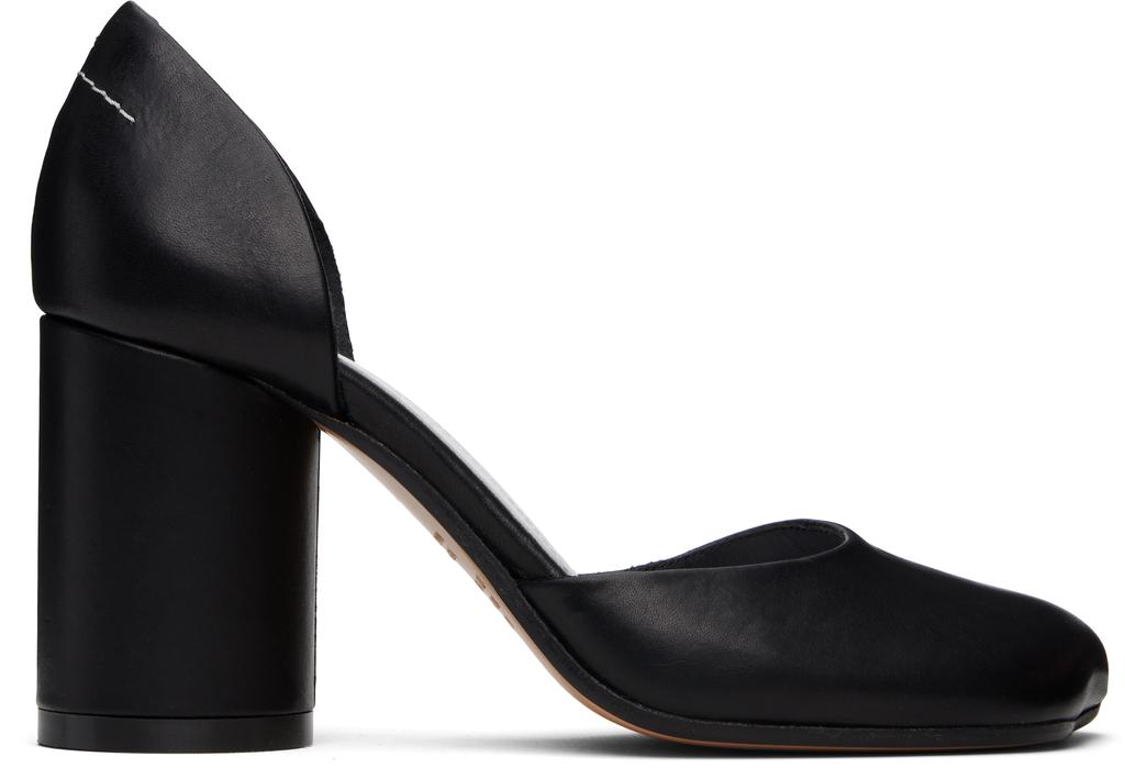 MM6 Black Shiny Vegetable Tanned Leather Court Heels