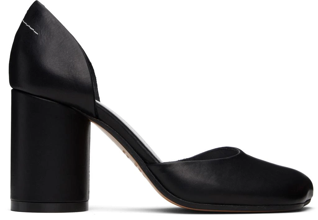 MM6 Black Shiny Vegetable Tanned Leather Court Heels 1