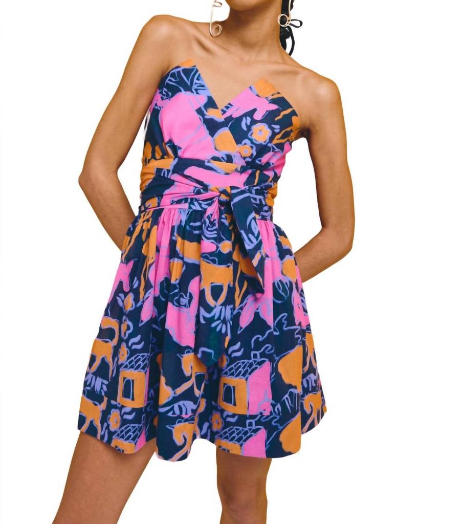 De Loreta Tequila Mini Dress In Rito Azul