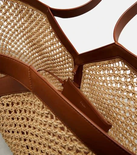 Yves Saint Laurent Y leather-trimmed raffia shopper 3