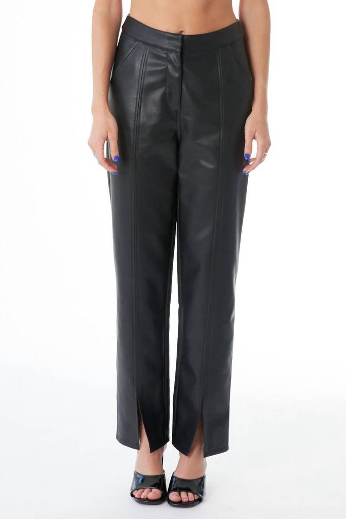 En Creme En Creme - Leather Pants With Slit Hem Detail