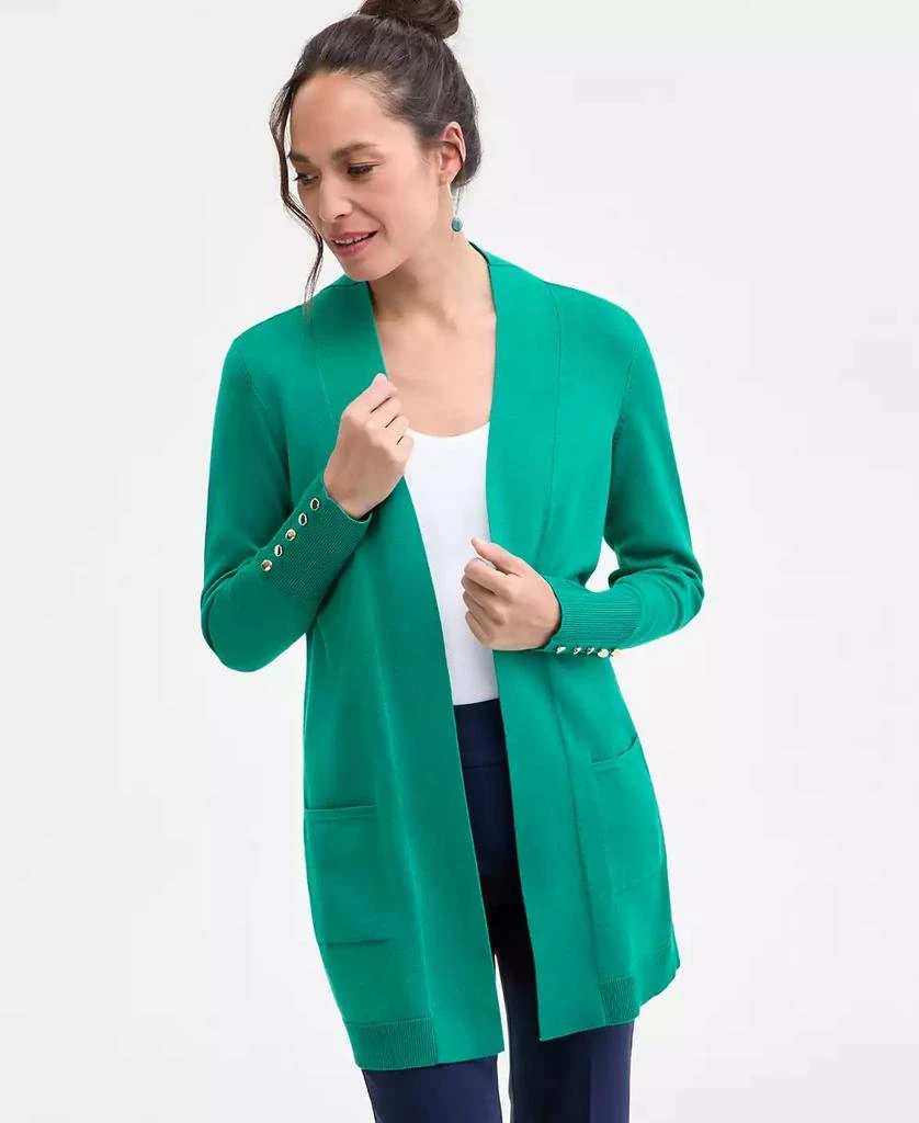 JM Collection Petite Open-Front Button-Cuff Cardigan, Created for Macy's 1