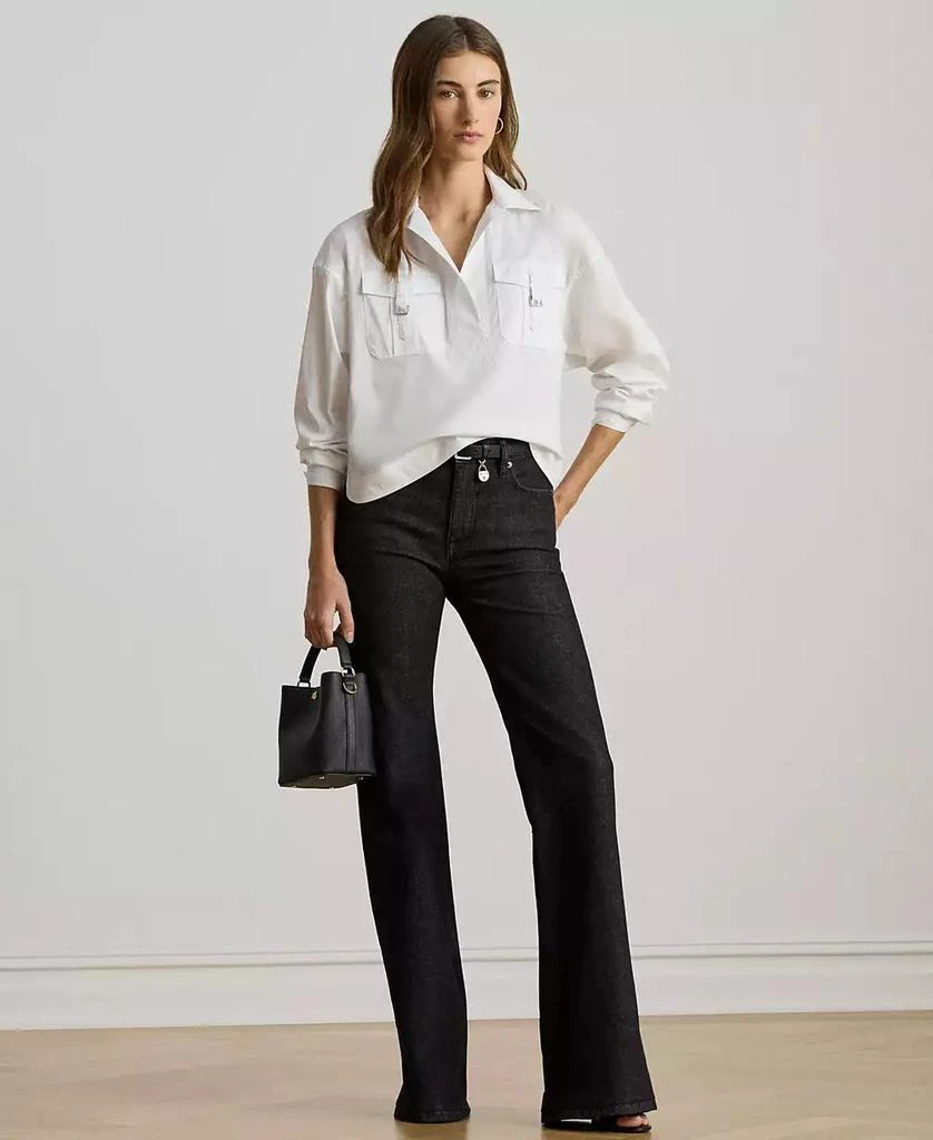 Ralph Lauren Women
s Buckle-Trim Cotton-Blend Shirt 4