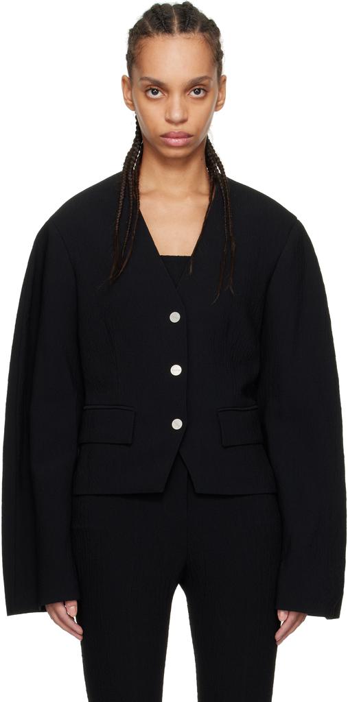 Nanushka Black Kiyo Seersucker Blazer