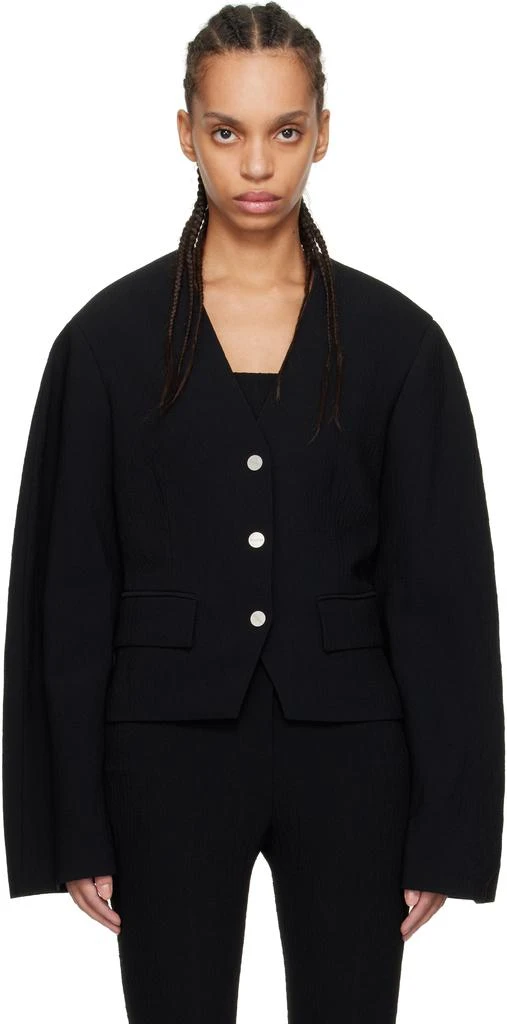 Nanushka Black Kiyo Seersucker Blazer 1