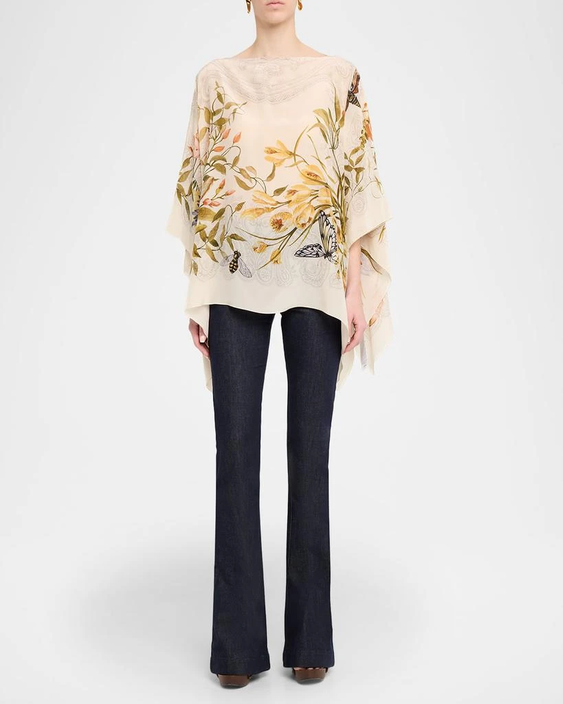 ETRO Floral-Print Silk Poncho Top 2