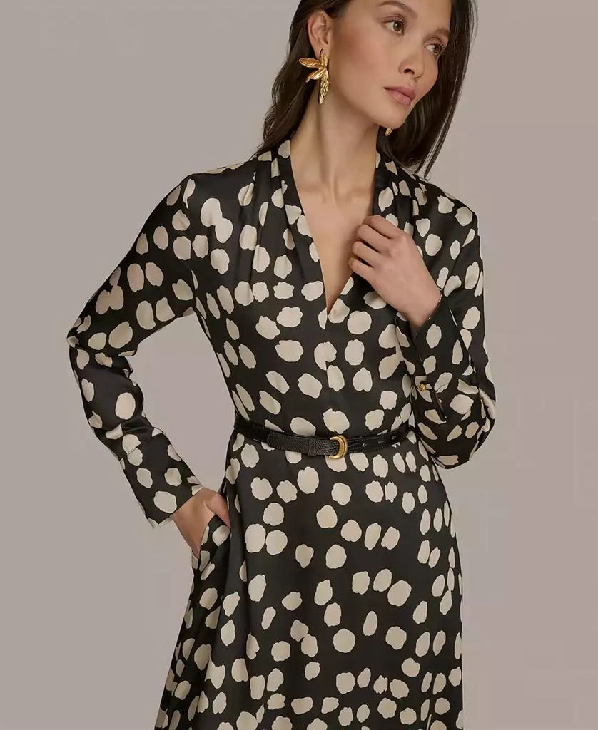 Donna Karan Women's Printed Belted A-Line Dress 3