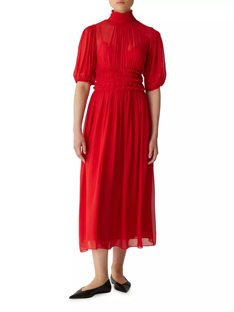 Rebecca Taylor Chiffon Smocked-Waist Dress 2