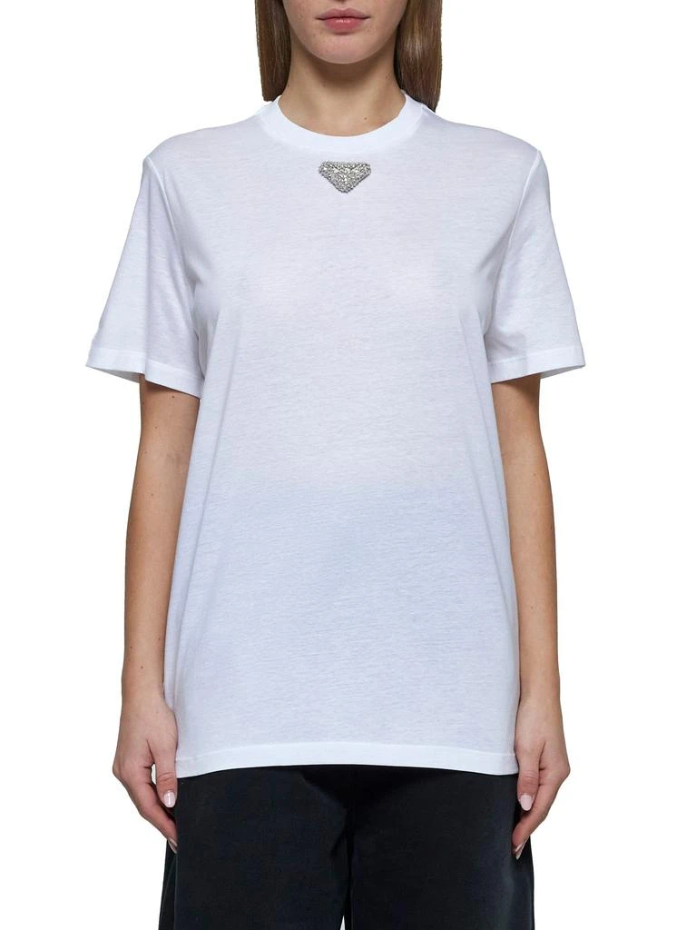 PRADA ABBIGLIAMENTO PRADA ABBIGLIAMENTO | Rhinestones plaque cotton t-shirt | Women | XS 3