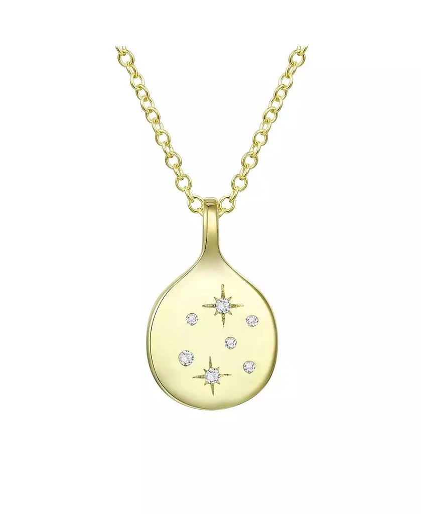 Rachel Glauber 14K Gold Plated with Cubic Zirconia Stars Round Shaped Pendant Necklace