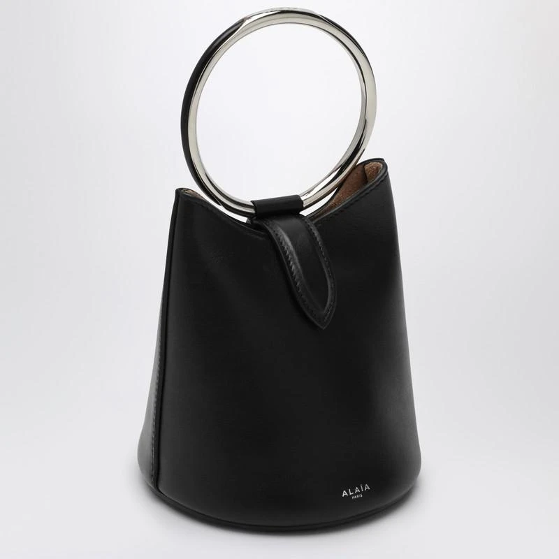Alaïa Mini Ring Bucket black leather bag 3