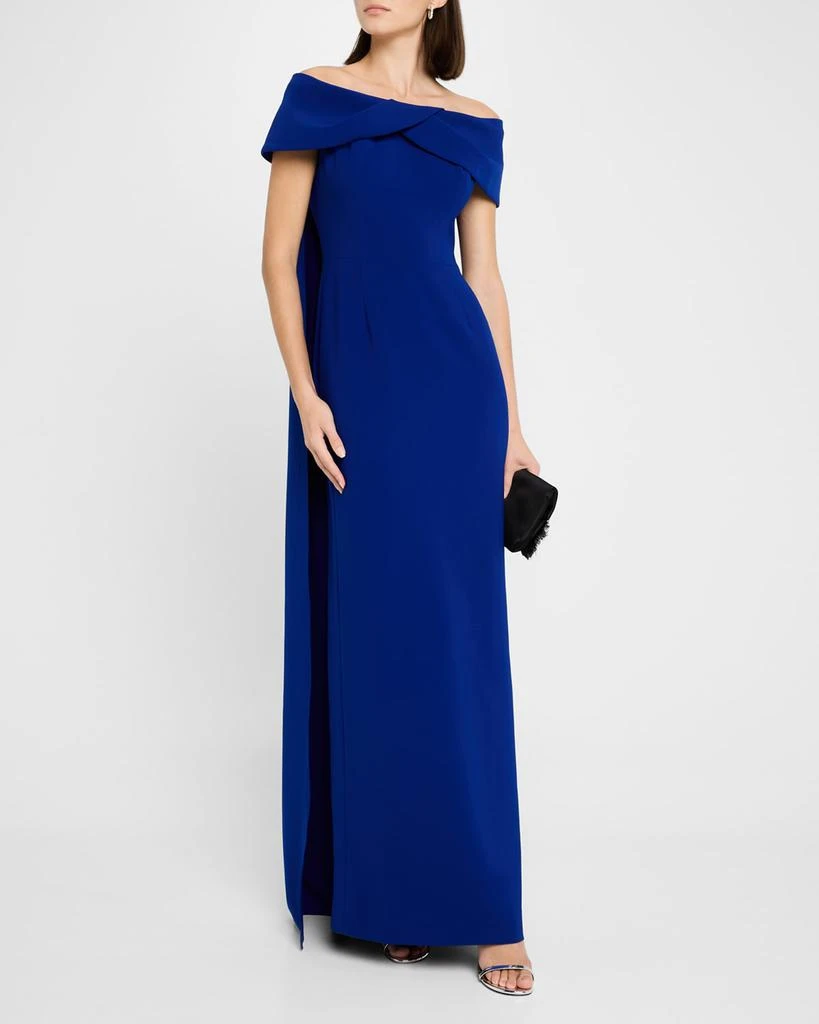 Teri Jon Draped Off-Shoulder Crepe Gown 2