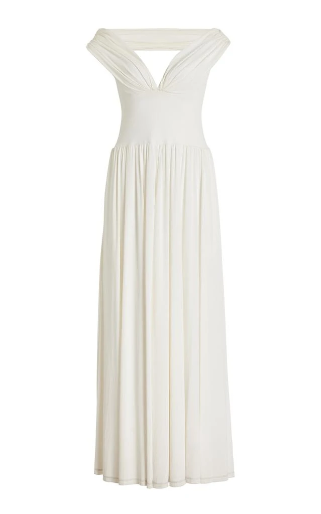SIMKHAI SIMKHAI - Amarantha Off-The-Shoulder Stretch-Jersey Maxi Dress - White - XS - Moda Operandi 1