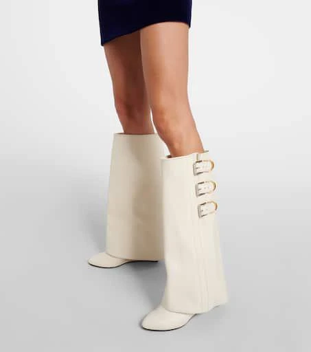 Givenchy Shark Lock Buckles leather knee-high boots 4