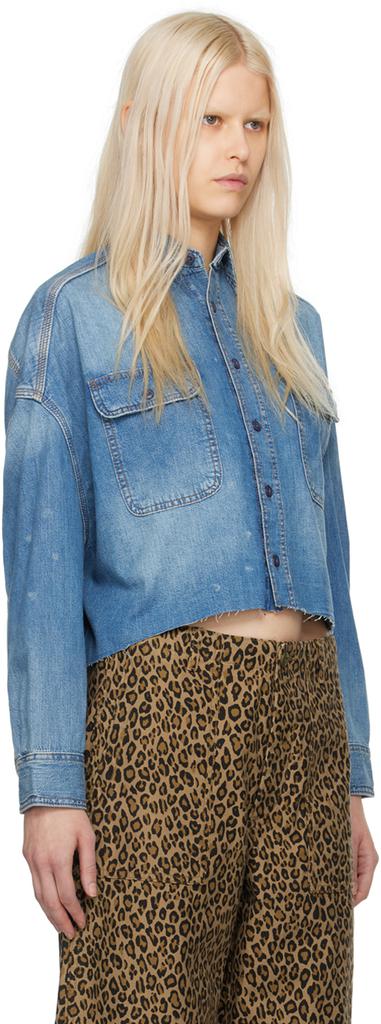 R13 Blue Cropped Denim Shirt