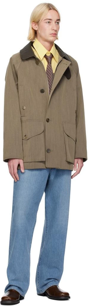 AURALEE Brown Wool Cavalry Twill Laminate Hunting Jacket 4