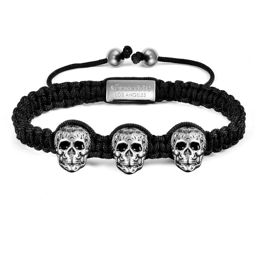Crucible Jewelry Three Gold IP Skulls on Shocker Tie Woven Bracelet 5